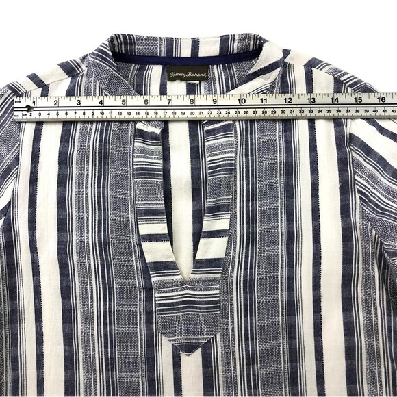 Tommy Bahama navy white tunic beach dress Small-Medium fringe - Picture 4 of 8